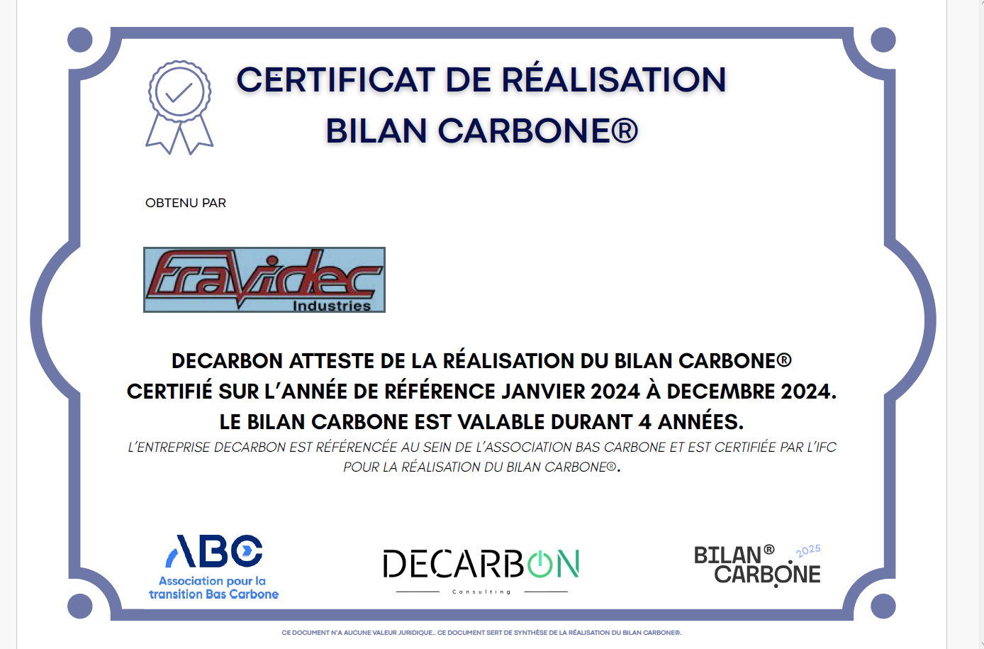 bilan carbon fravidec